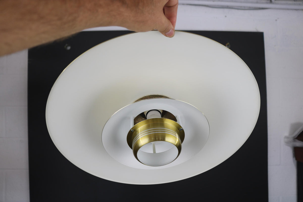 Messing loftlampe – Dansk design fra 1970&#39;erne