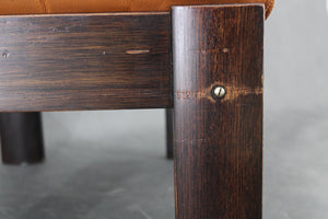 Brown leather stool from the 1960s
