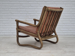 Skandinavisk design – Lænestol i bambus og læder, 1970’erne