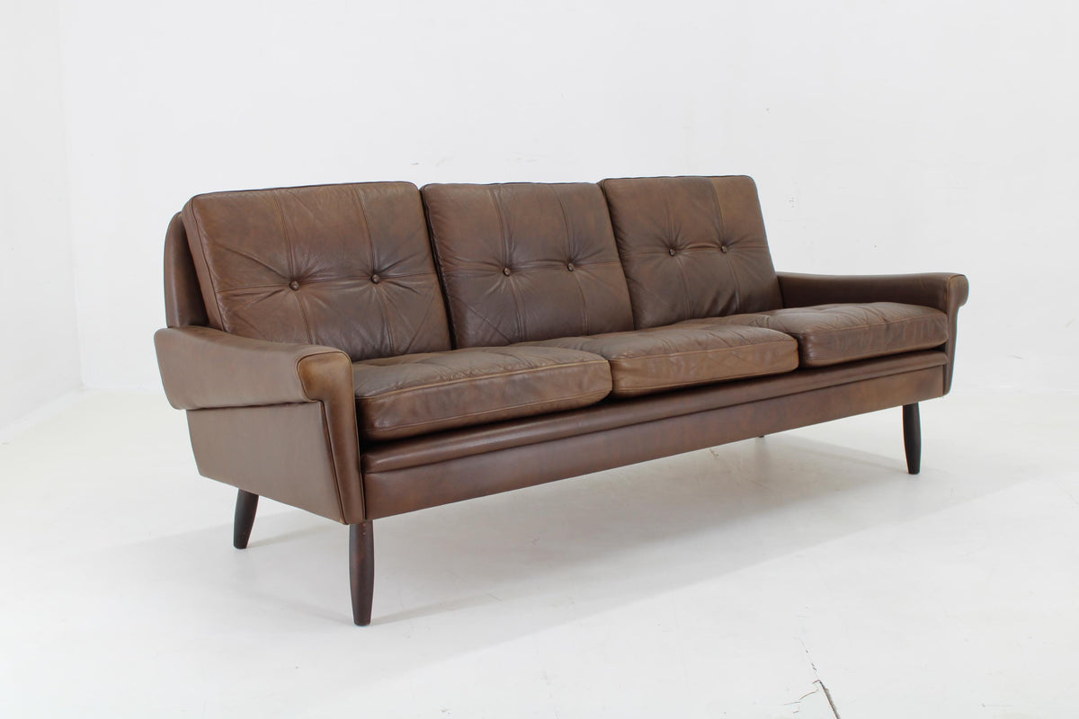 Svend Skipper - 3-personers sofa i brun læder fra 1970&#39;erne