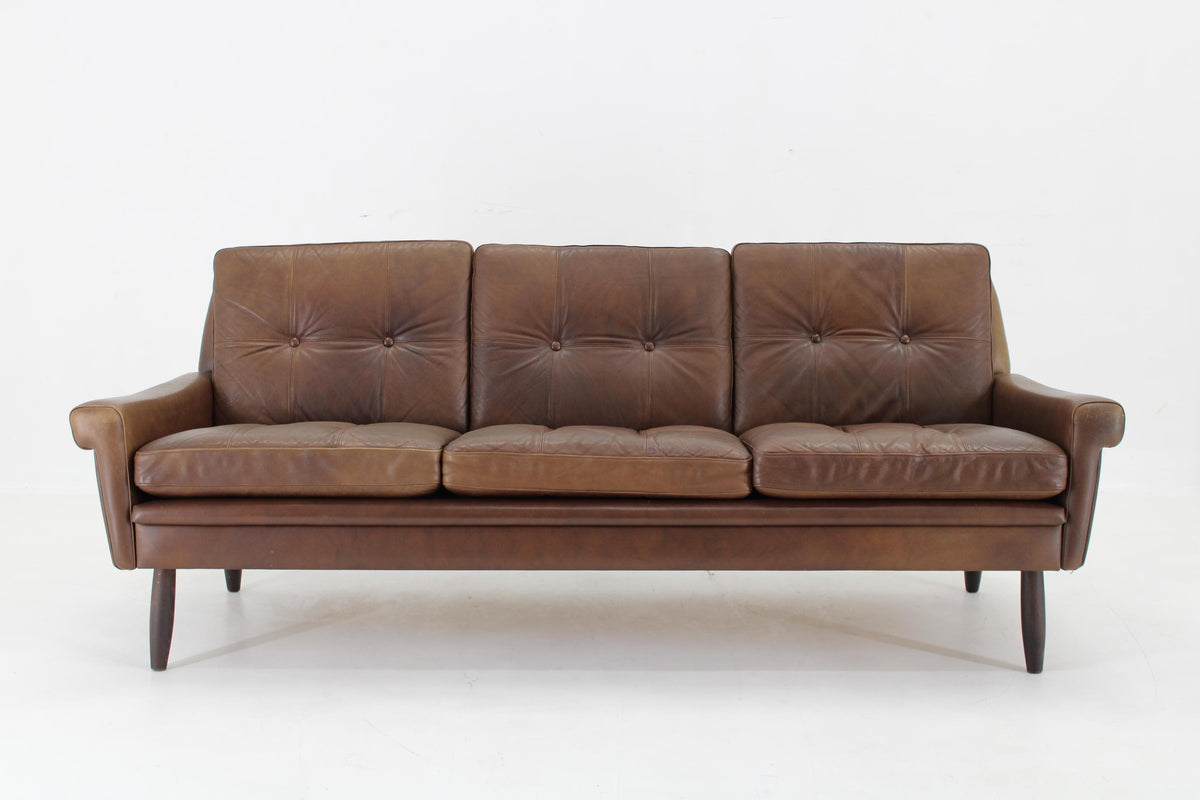 Svend Skipper - 3-personers sofa i brun læder fra 1970&#39;erne