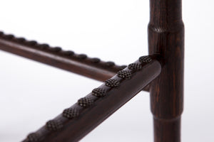 2 barstole i bøg med rødt læder, Tyskland, 1980’erne