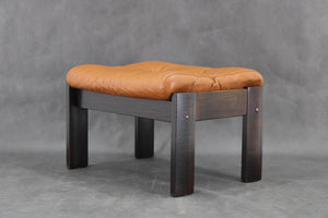 Brown leather stool from the 1960s