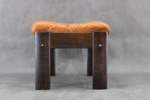 Brown leather stool from the 1960s