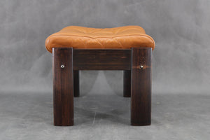 Brown leather stool from the 1960s