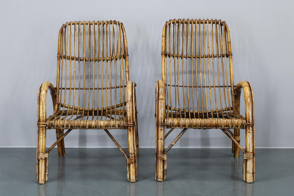 Franco Albini – 3 x franske Riviera Rattan stole og kaffebord fra 1950'erne