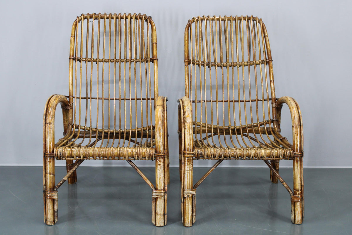 Franco Albini – 3 x franske Riviera Rattan stole og kaffebord fra 1950'erne