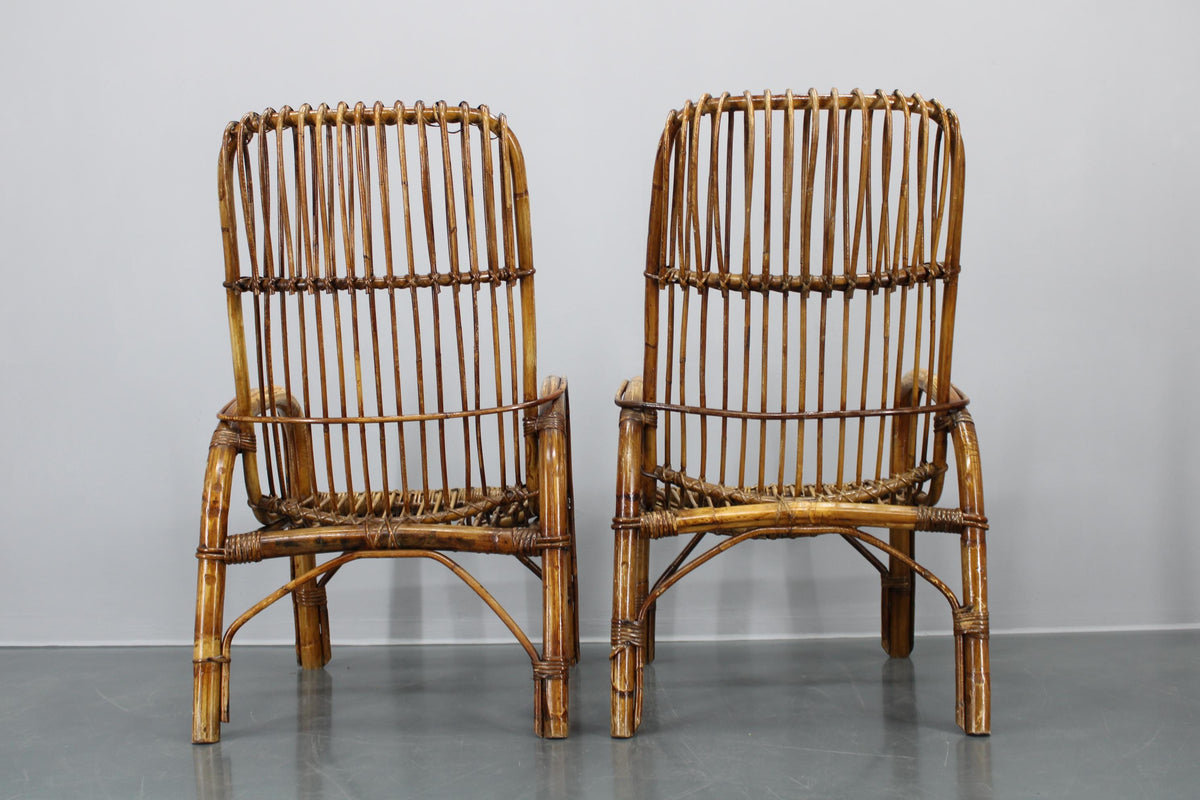 Franco Albini – 3 x franske Riviera Rattan stole og kaffebord fra 1950'erne