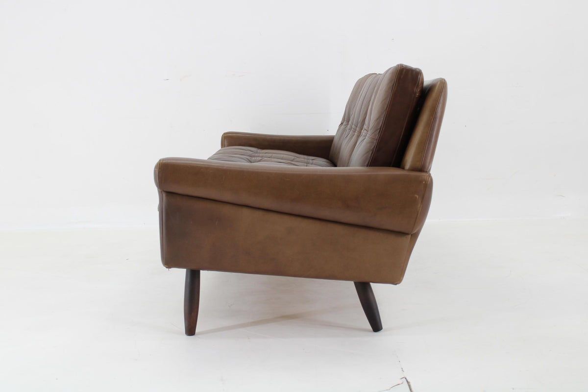 Svend Skipper - 3-personers sofa i brun læder fra 1970&#39;erne