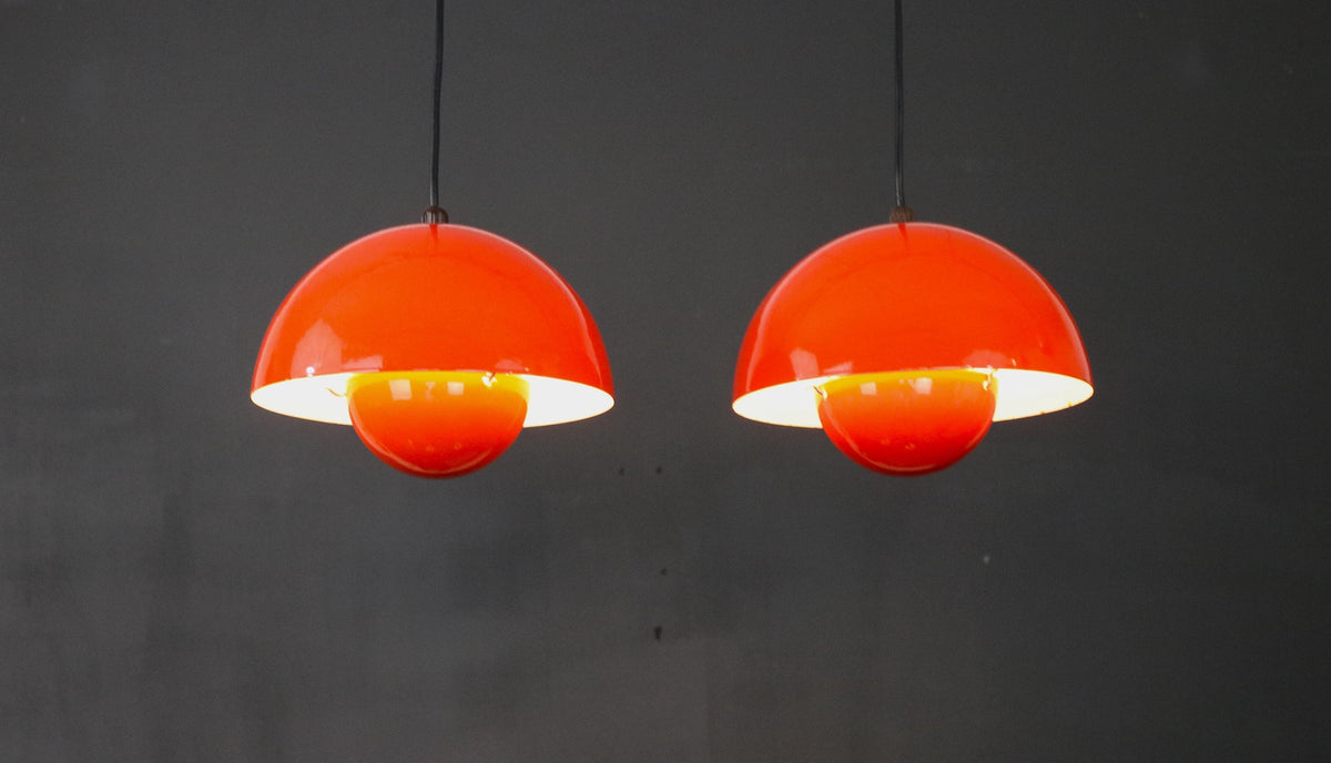 Verner Panton – 2 x Flowerpot VP1 pendellamper | Louis Poulsen, 1970'erne