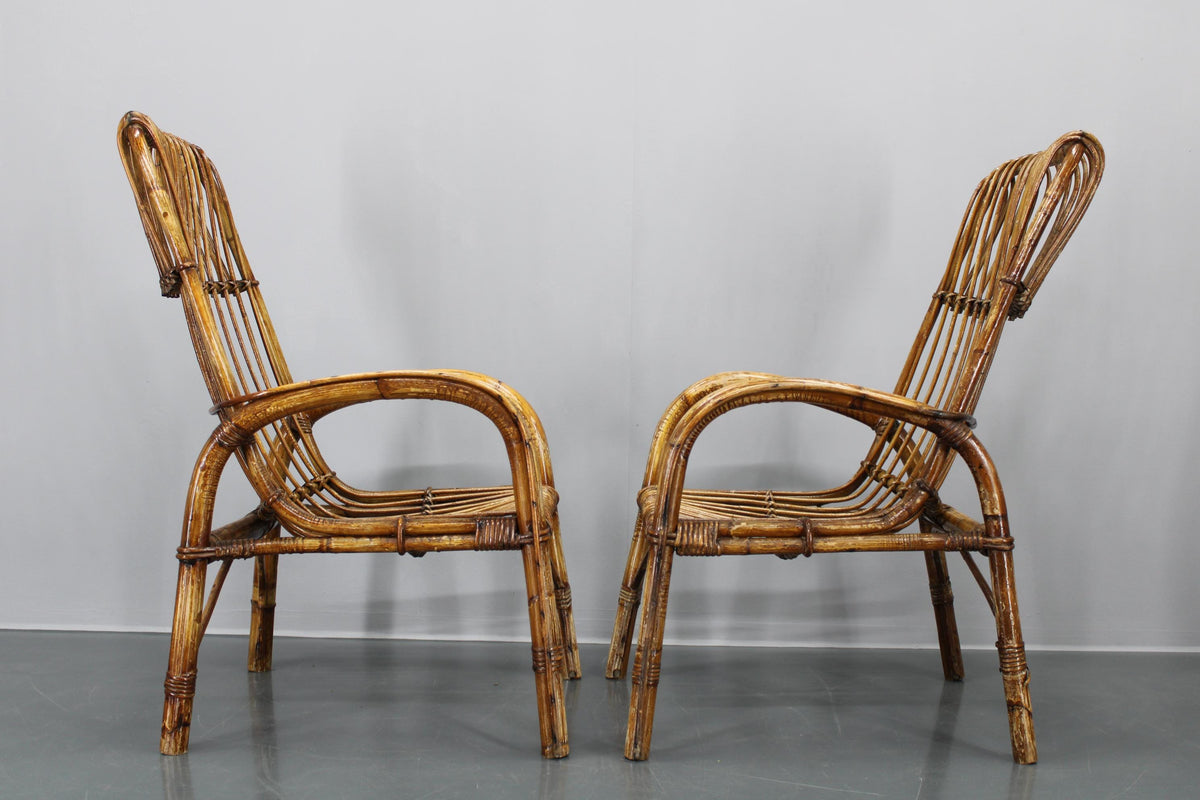 Franco Albini – 3 x franske Riviera Rattan stole og kaffebord fra 1950'erne