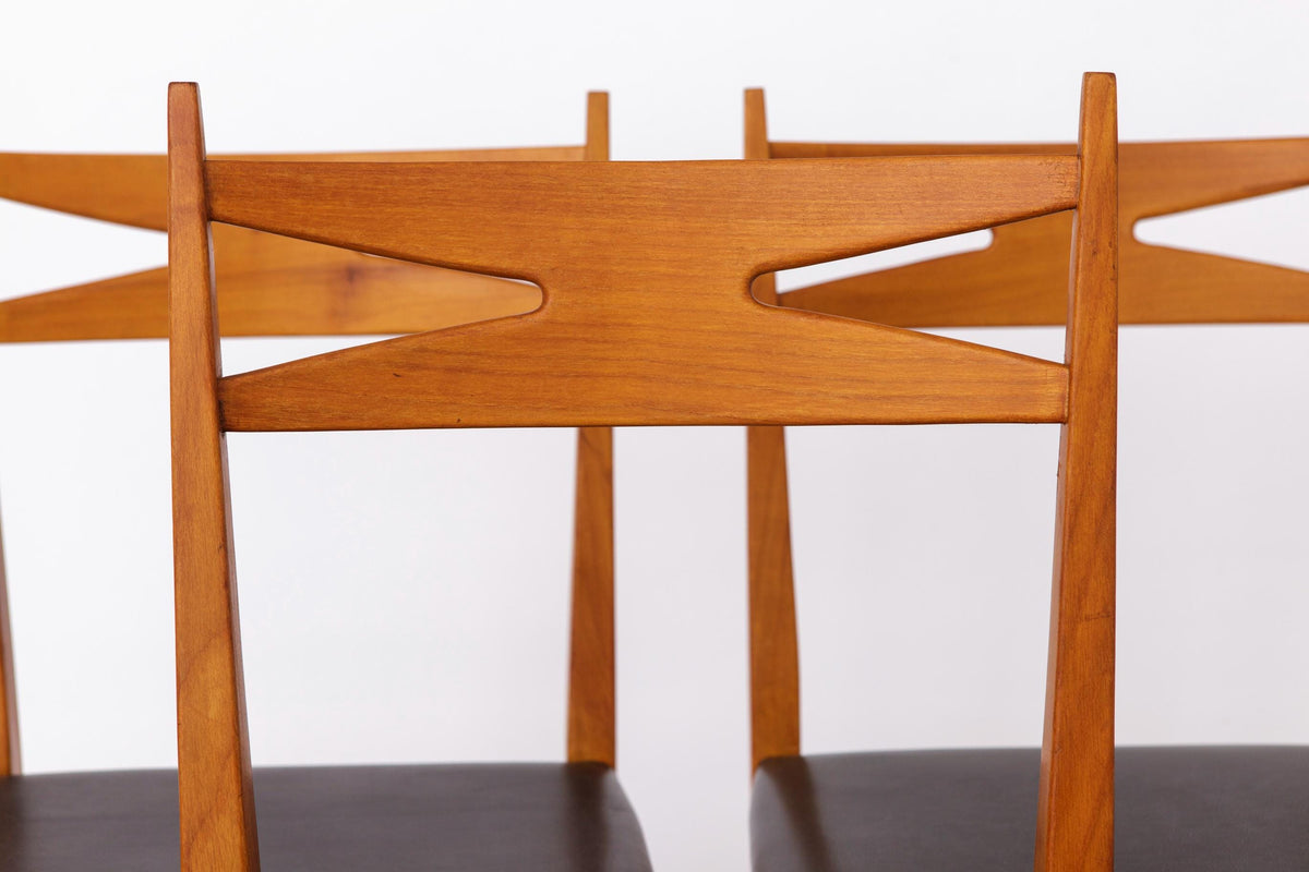 Spisebordsstole i bøg med sort polstring, tysk design – Sæt af 3