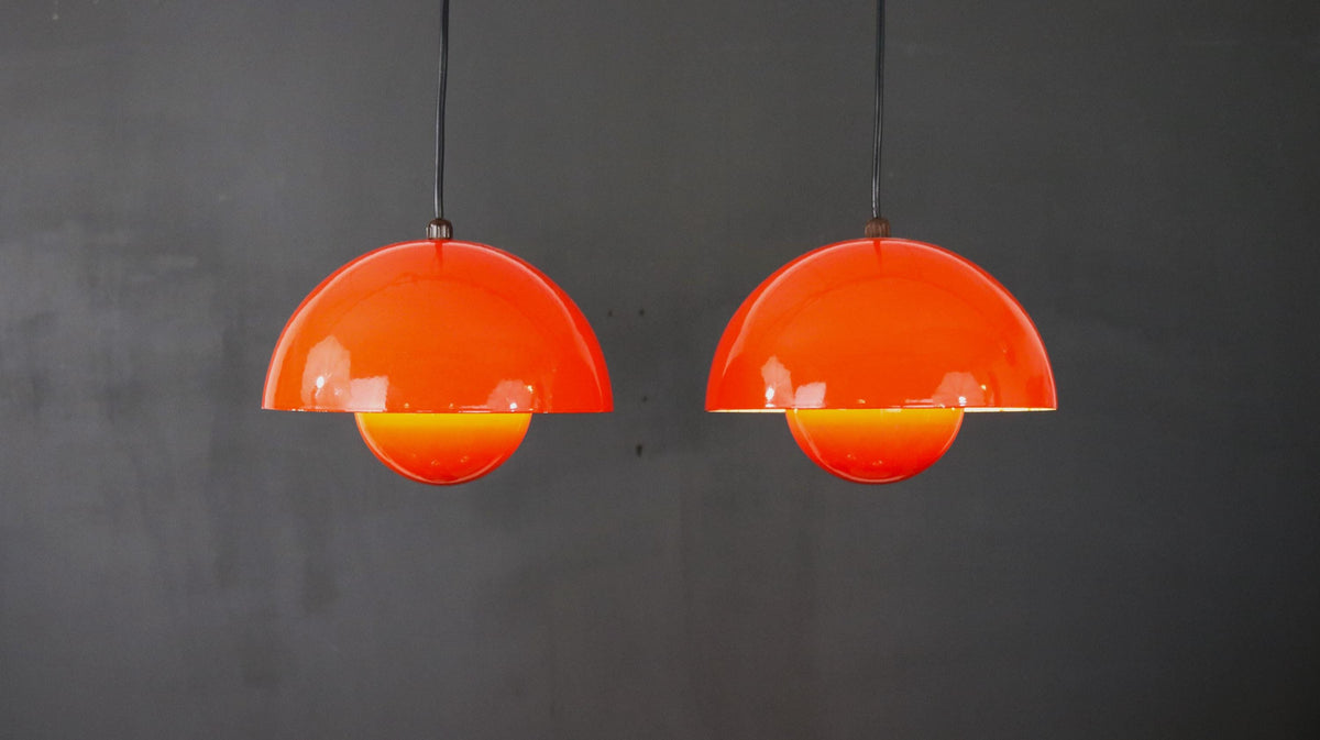Verner Panton – 2 x Flowerpot VP1 pendellamper | Louis Poulsen, 1970'erne