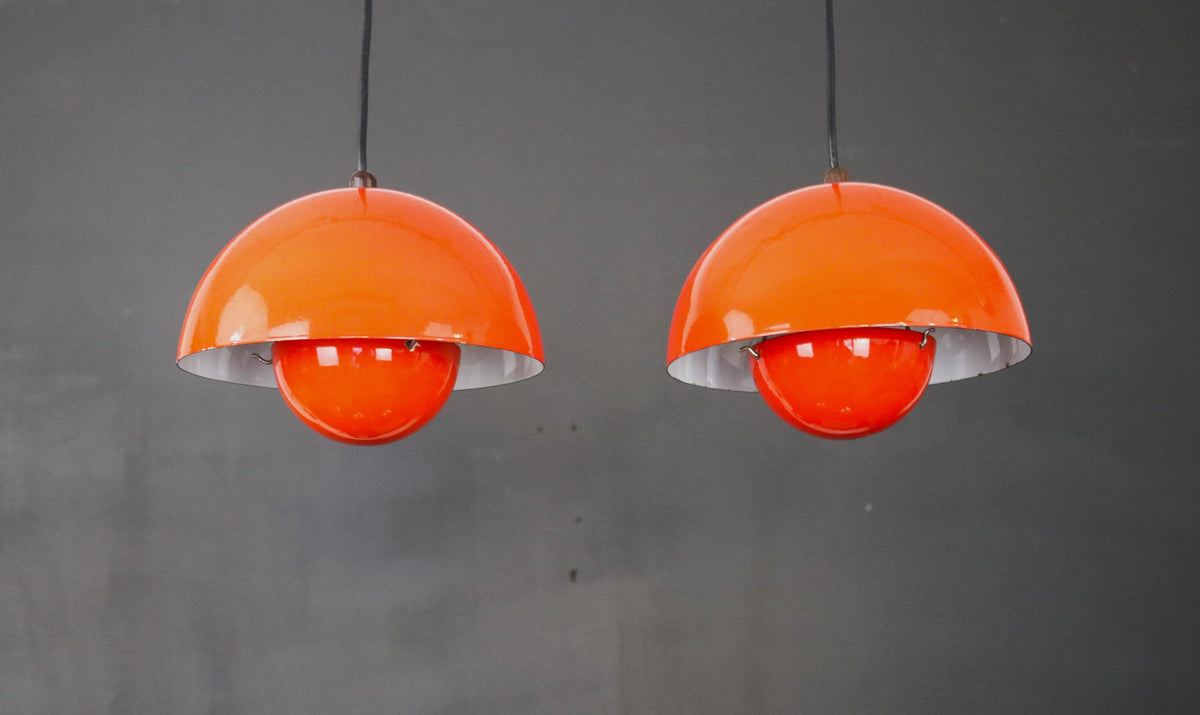 Verner Panton – 2 x Flowerpot VP1 pendellamper | Louis Poulsen, 1970'erne