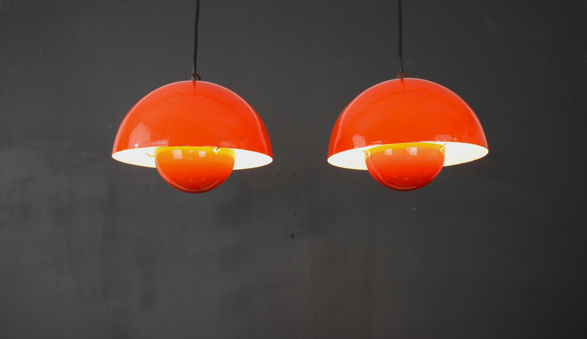 Verner Panton – 2 x Flowerpot VP1 pendellamper | Louis Poulsen, 1970'erne