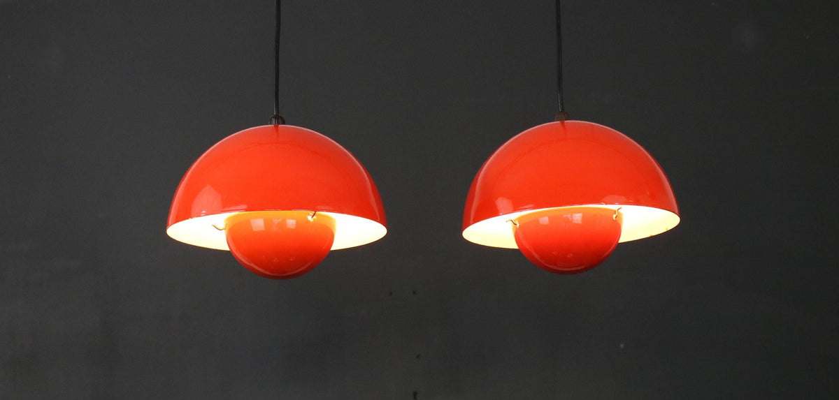 Verner Panton – 2 x Flowerpot VP1 pendellamper | Louis Poulsen, 1970'erne