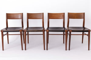 Georg Leowald – Spisebordsstole i teak og læder, produceret af Wilkhahn – Sæt af 4