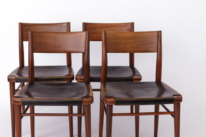 Georg Leowald – Spisebordsstole i teak og læder, produceret af Wilkhahn – Sæt af 4