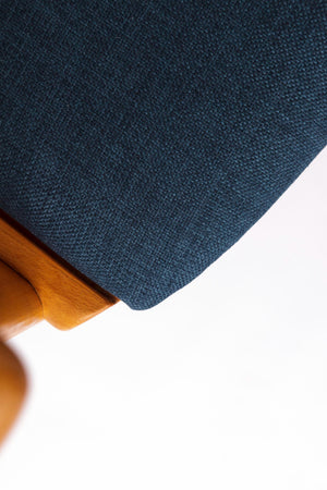 Armstole i bøg med blå polstring, produceret af Ansager Møbler – Sæt af 6