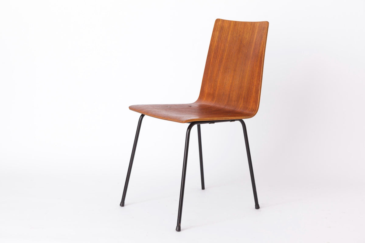 Spisebordsstole i finér og metal, tysk design – Sæt af 6