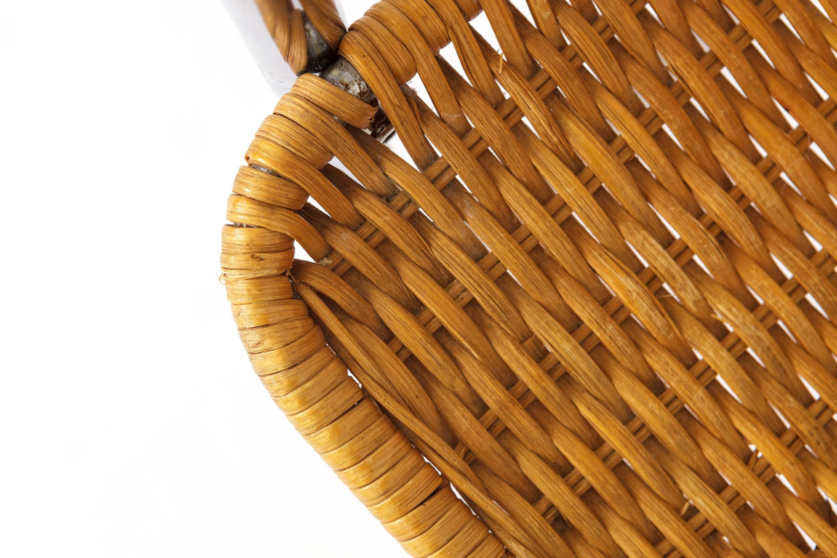 Cantilever stole i metal og rattan, produceret i Italien, ca. 1970’erne