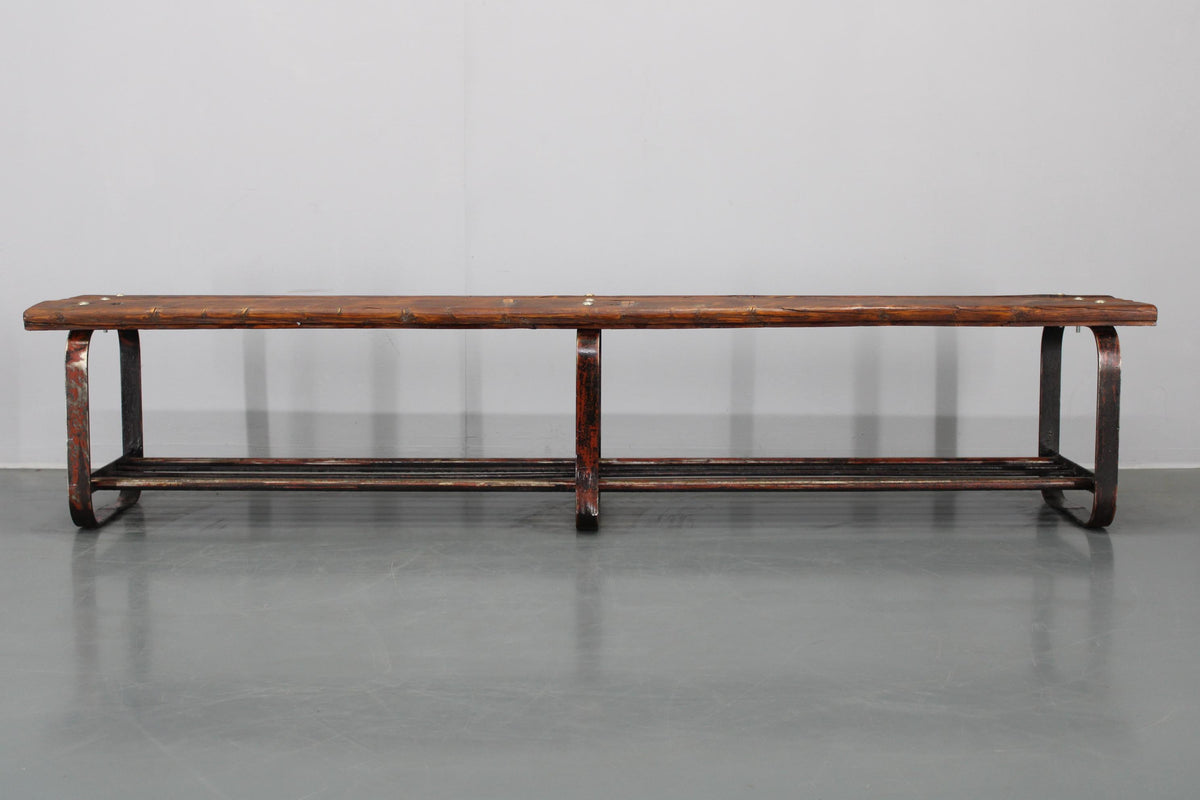 Bænk i træ og jern, dansk design, ca. 1970’erne