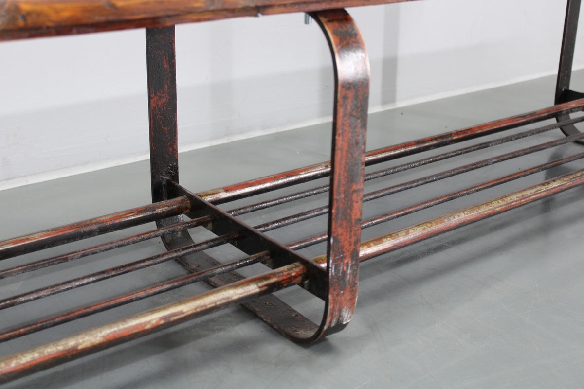 Bænk i træ og jern, dansk design, ca. 1970’erne