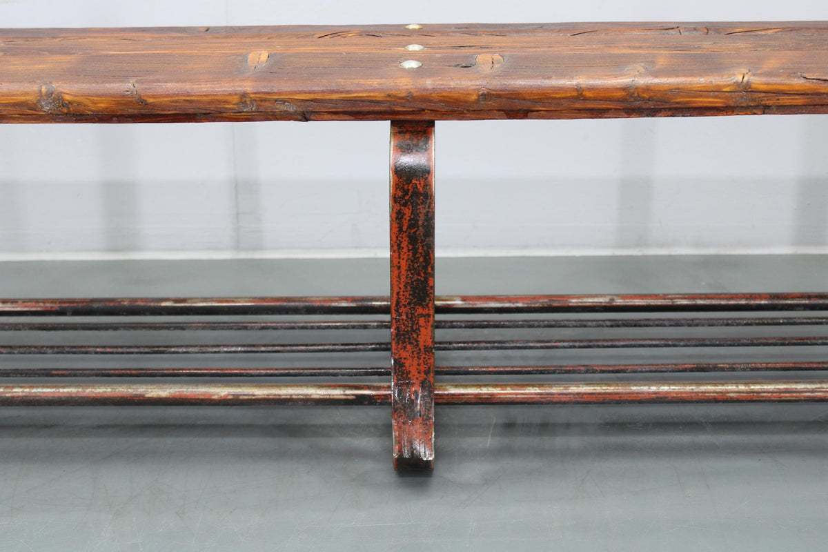 Bænk i træ og jern, dansk design, ca. 1970’erne