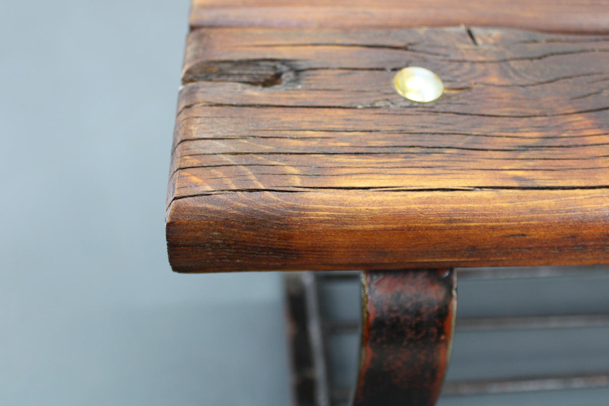 Bænk i træ og jern, dansk design, ca. 1970’erne