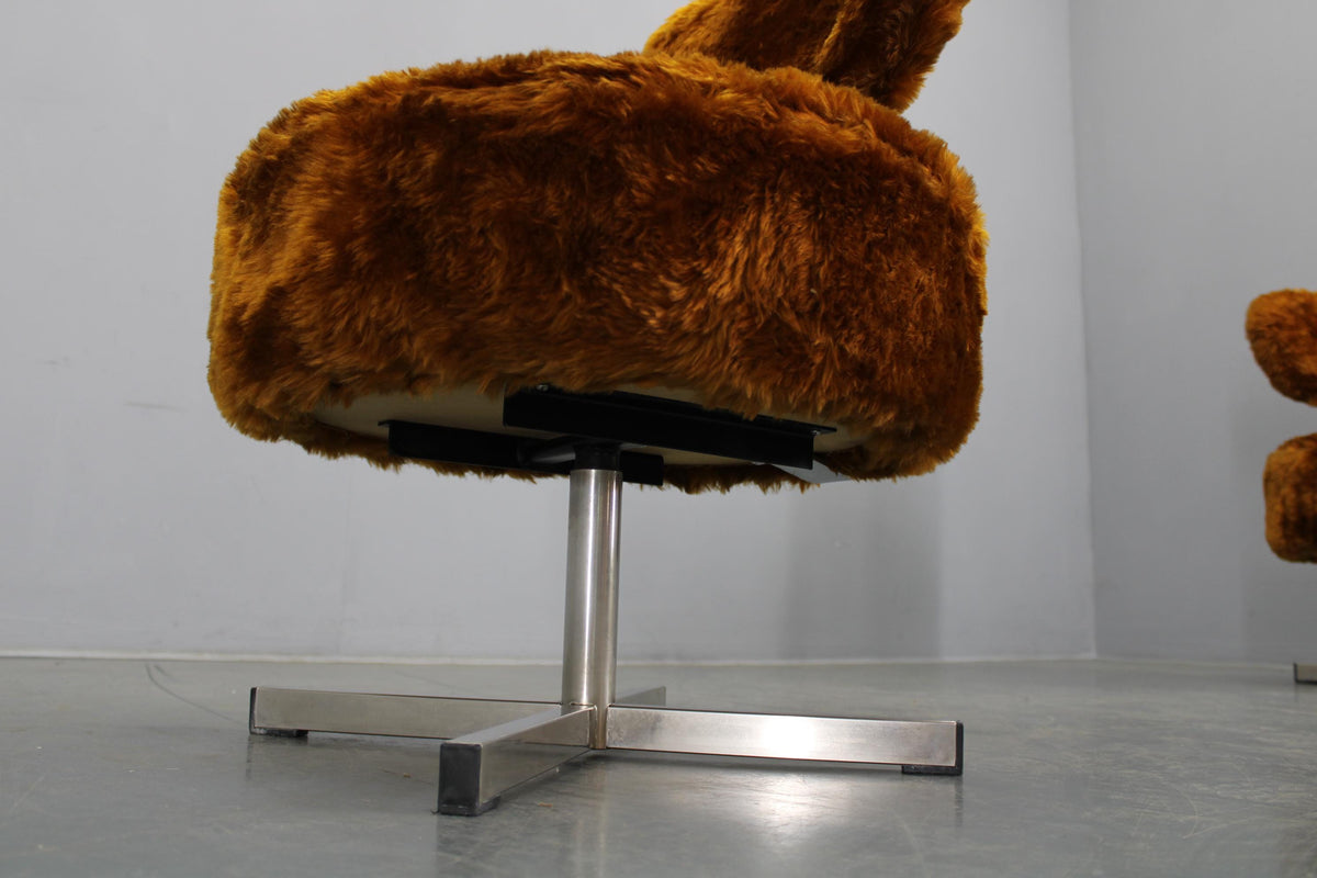 2 x Model Swivel lænestole i plysset polstring, produceret i Italien, 1970’erne