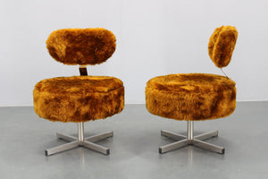 2 x Model Swivel lænestole i plysset polstring, produceret i Italien, 1970’erne