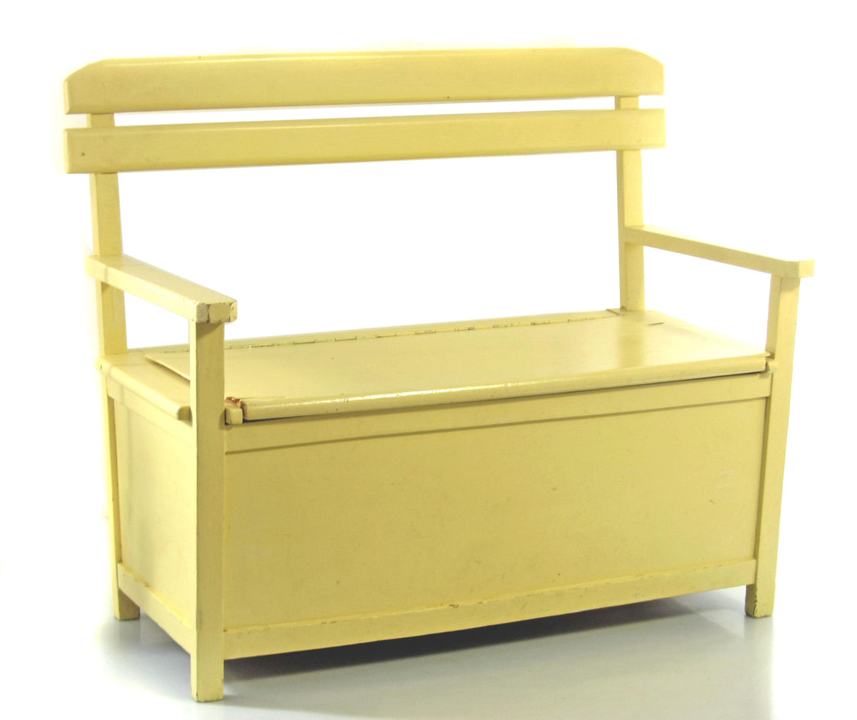 Børnebænk med opbevaring i træ, vintage design