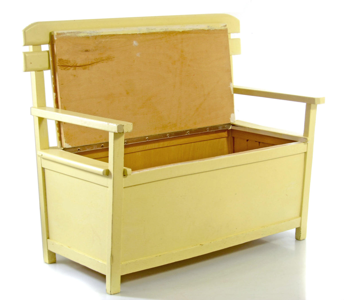 Børnebænk med opbevaring i træ, vintage design