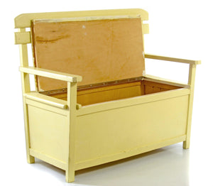 Børnebænk med opbevaring i træ, vintage design