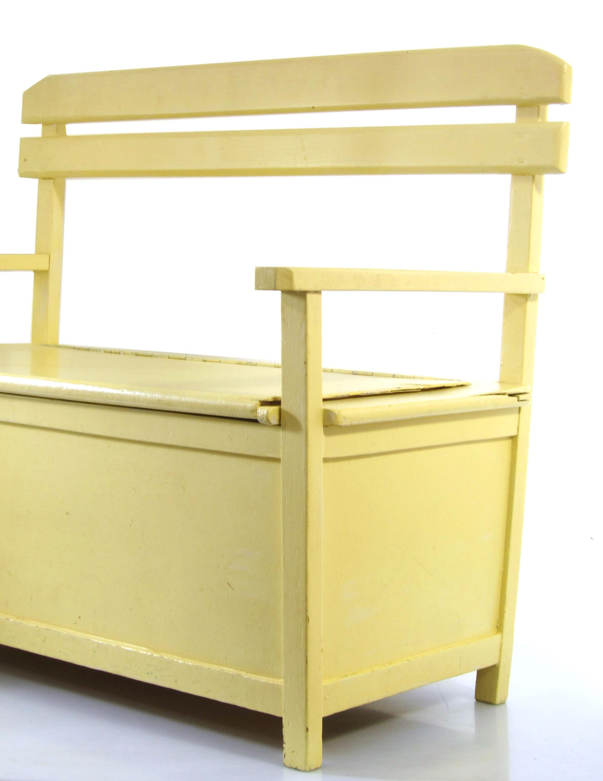 Børnebænk med opbevaring i træ, vintage design