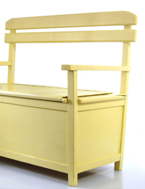 Børnebænk med opbevaring i træ, vintage design