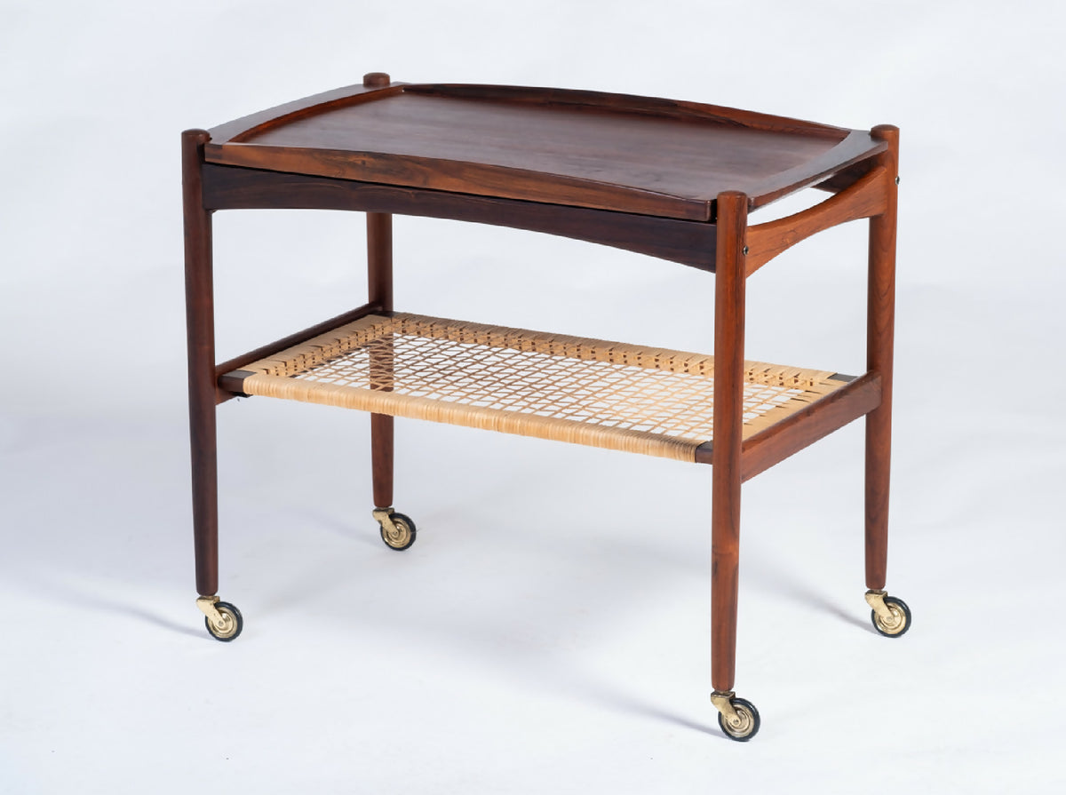 Poul Hundevad – Serveringsvogn i palisander med bakke, produceret af Hundevad &amp; Co.