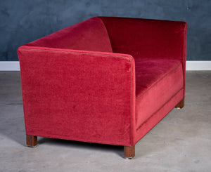 Sofa in red velvet, Danish design