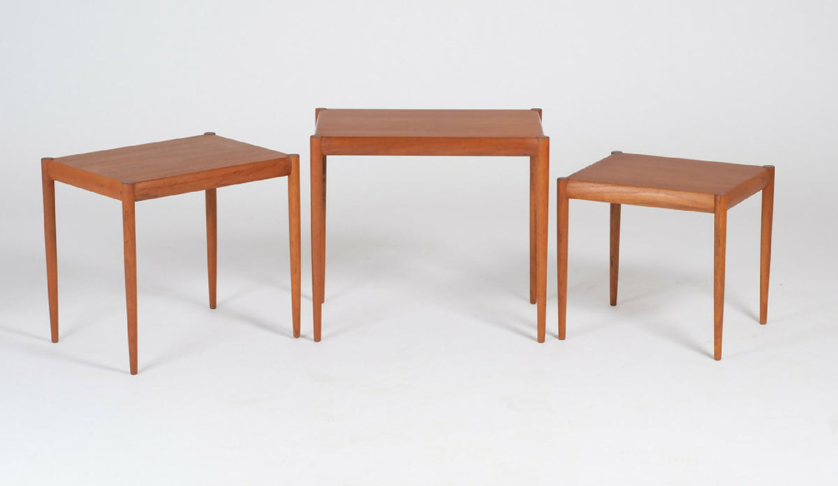 Indskudsborde i teak, dansk design – Sæt af 3