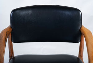 Lænestol i palisander med sort læder, dansk design