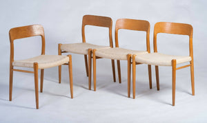 Niels Otto Møller – Model 75 spisebordsstole i eg, dansk design