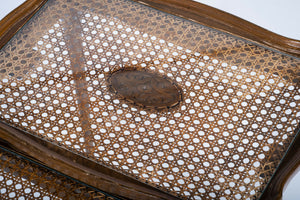 Jason Møbler – Sæt med 3 indskudsborde i glas og flet, dansk design