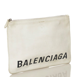 Balenciaga clutch taske i læder med logo