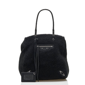 Balenciaga – Sort shearling papier tote taske - SPLISH