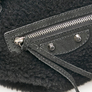 Balenciaga – Sort shearling papier tote taske - SPLISH