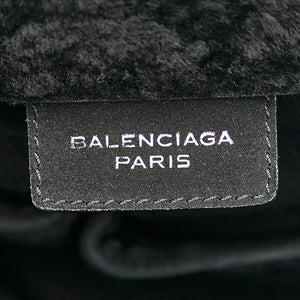 Balenciaga – Sort shearling papier tote taske - SPLISH