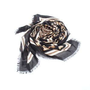 Burberry – Brun leopard print tørklæde