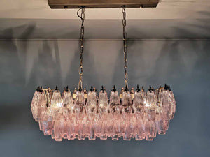 Murano Lyserkrone - Poliedri - 84 glas - Rosa