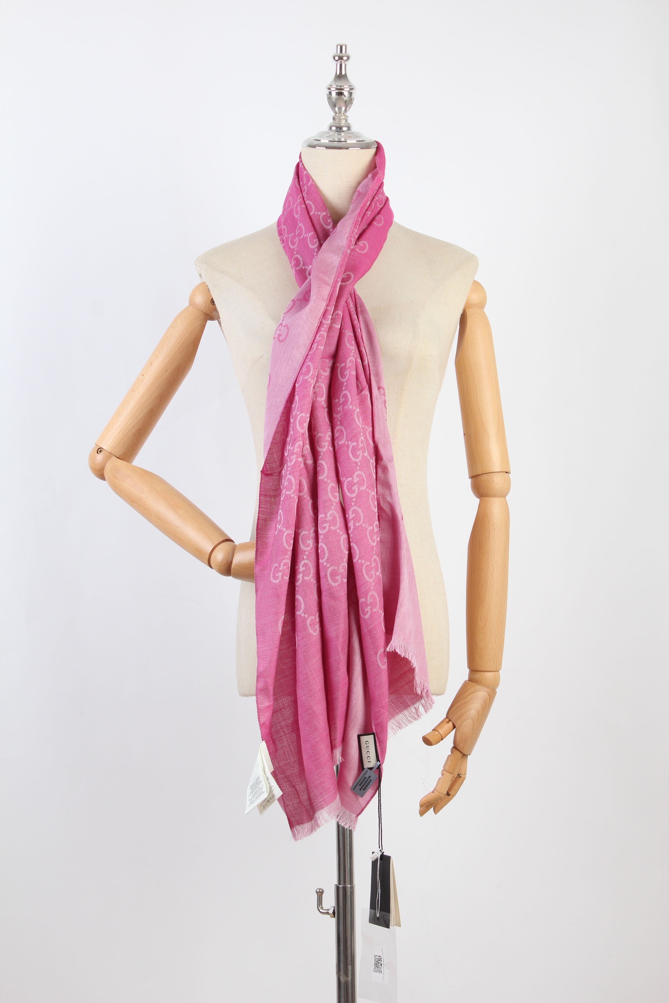 Echarpe Louis Vuitton rose en laine et soie