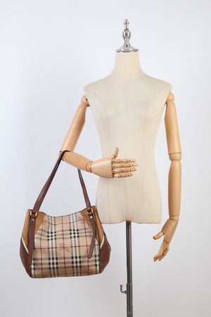 Køb Burberry I Brun haymarket check canterbury tote taske 